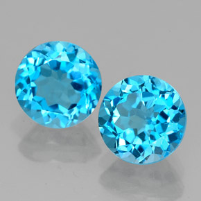 Gemas de topacio azul natural de  ct, corte redondo, VVS-VS