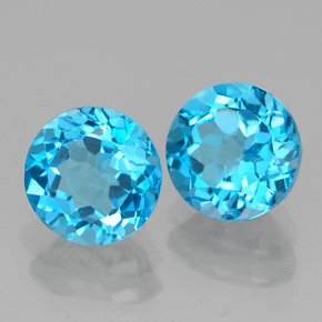 Gemas de topacio azul natural de  ct, corte redondo, VVS-VS