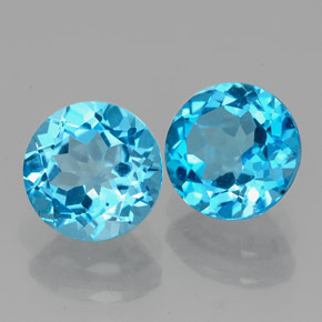 Gemas de topacio azul natural de  ct, corte redondo, VVS