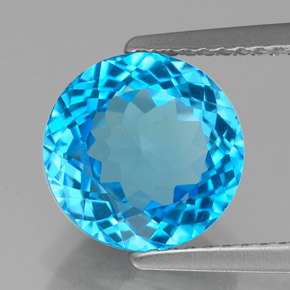 Topacio azul natural de 3,45 ct, corte redondo, VVS