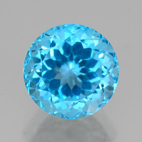 Topacio azul natural de 2,94 ct, corte redondo, VVS