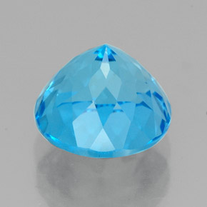 Topacio azul natural de 2,94 ct, corte redondo, VVS