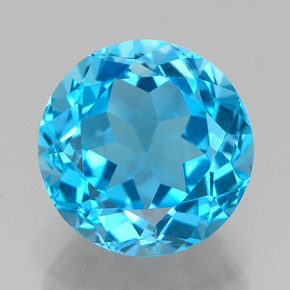 Topacio azul natural de 3,55 ct, corte redondo, VVS