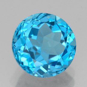 Topacio azul natural de 3,55 ct, corte redondo, VVS