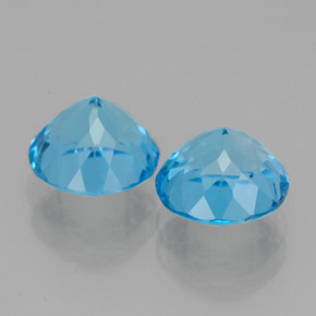 Gemas de topacio azul natural de  ct, corte redondo, VVS