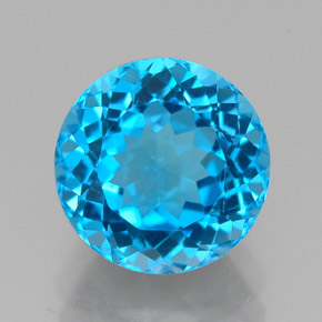 Topacio azul natural de 2,91 ct, corte redondo, VS