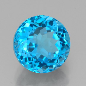 Topacio azul natural de 2,91 ct, corte redondo, VS