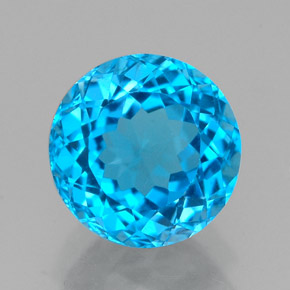 Topacio azul natural de 2,65 ct, corte redondo, VVS
