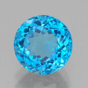 Topacio azul natural de 2,65 ct, corte redondo, VVS