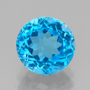 Topacio azul natural de 2,44 ct, corte redondo, VVS