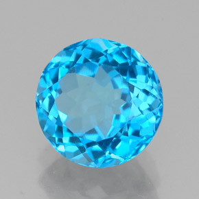 Topacio azul natural de 2,44 ct, corte redondo, VVS