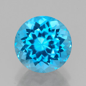 Topacio azul natural de 2,66 ct, corte redondo, VVS