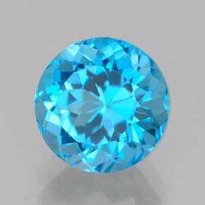 Topacio azul natural de 2,66 ct, corte redondo, VVS