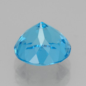 Topacio azul natural de 2,66 ct, corte redondo, VVS