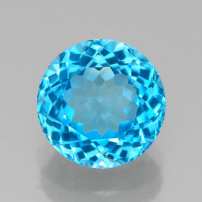 Topacio azul suizo natural de 2,43 ct, corte redondo, VVS