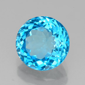 Topacio azul suizo natural de 2,43 ct, corte redondo, VVS