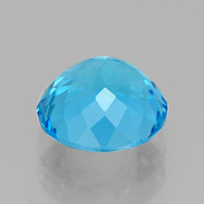 Topacio azul suizo natural de 2,43 ct, corte redondo, VVS