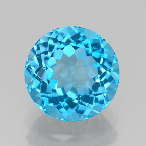 Topacio azul natural de 2,34 ct, corte redondo, VS