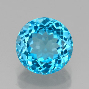 Topacio azul natural de 2,48 ct, corte redondo, VVS