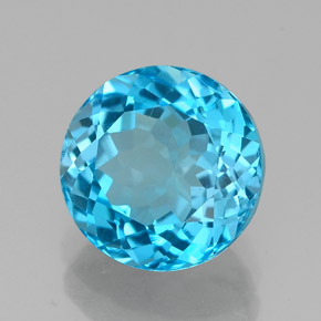 Topacio azul natural de 2,48 ct, corte redondo, VVS