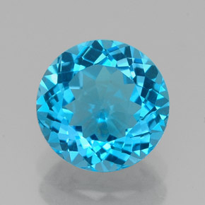 Topacio azul natural de 2,39 ct, corte redondo, VVS