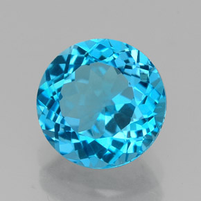 Topacio azul natural de 2,39 ct, corte redondo, VVS