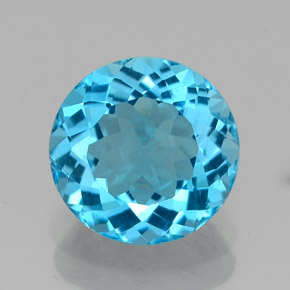 Topacio azul natural de 2,32 ct, corte redondo, VVS
