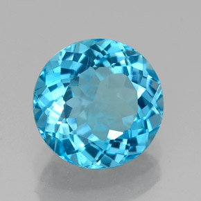 Topacio azul natural de 2,32 ct, corte redondo, VVS