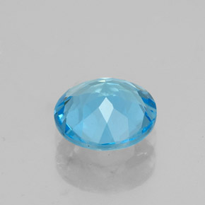 Topacio azul natural de 1,34 ct, corte redondo, VVS-VS