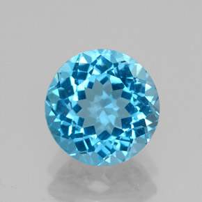 Topacio azul natural de 2,46 ct, corte redondo, VVS
