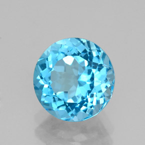Topacio azul natural de 2,46 ct, corte redondo, VVS