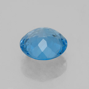 Topacio azul natural de 2,07 ct, corte redondo, VS