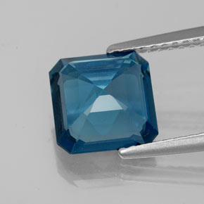 Topacio azul natural de 2,63 ct, corte esmeralda, VVS-VS