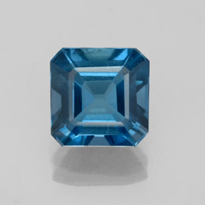 Topacio azul natural de 2,62 ct, corte esmeralda, VS