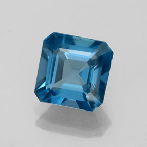 Topacio azul natural de 2,62 ct, corte esmeralda, VS
