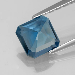 Topacio azul natural de 2,62 ct, corte esmeralda, VS