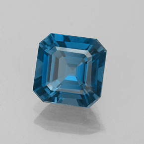 Topacio azul natural de 2,41 ct, corte esmeralda, VVS