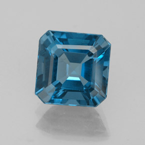 Topacio azul natural de 2,68 ct, corte esmeralda, VVS