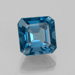 Topacio azul natural de 2,68 ct, corte esmeralda, VVS