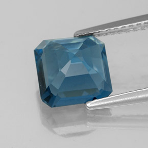 Topacio azul natural de 2,68 ct, corte esmeralda, VVS