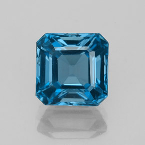 Topacio azul natural de 3,17 ct, corte esmeralda, VVS