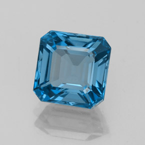 Topacio azul natural de 3,17 ct, corte esmeralda, VVS