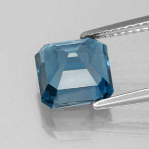 Topacio azul natural de 3,17 ct, corte esmeralda, VVS