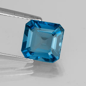 Topacio azul natural de 2,67 ct, corte esmeralda, VS
