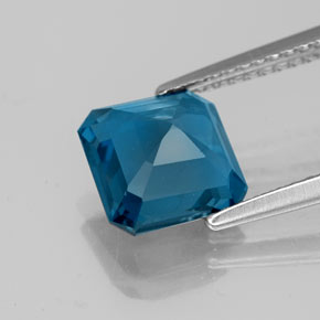 Topacio azul natural de 2,67 ct, corte esmeralda, VS