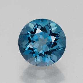 Topacio azul natural de 1,70 ct, corte redondo, VVS