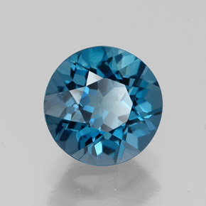Topacio azul natural de 1,70 ct, corte redondo, VVS