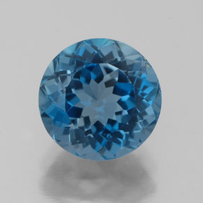 Topacio azul natural de 2,63 ct, corte redondo, VVS