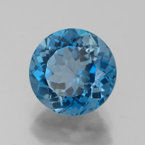 Topacio azul natural de 2,63 ct, corte redondo, VVS