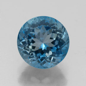 Topacio azul natural de 2,85 ct, corte redondo, VVS-VS